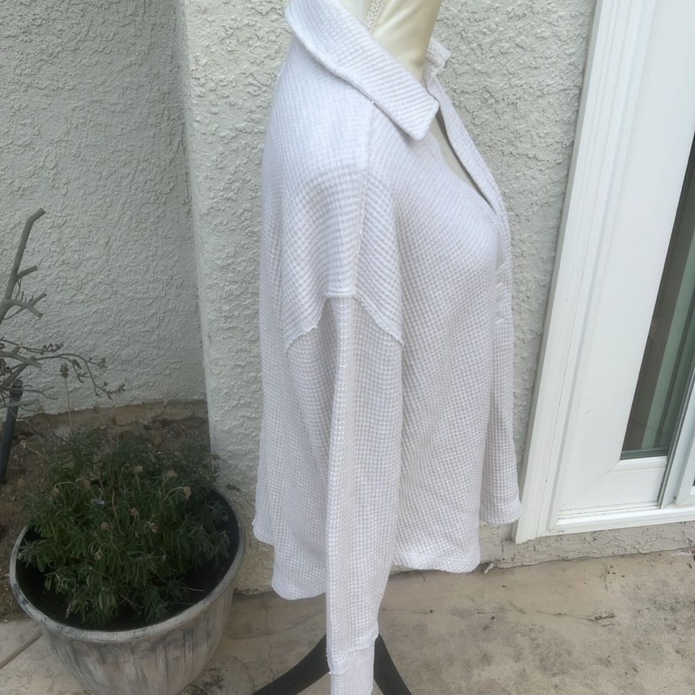 Aerie Cream Collared Oversized Long Sleeve Top Women's Size XS - Picture 3 of 7